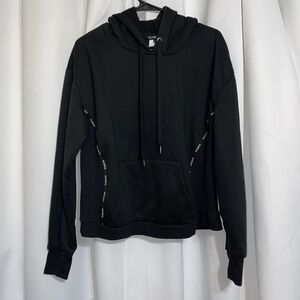 Bebe Sports Hoodie Women's Large Black Long Sleeve Pullover Pouch Pockets Logo